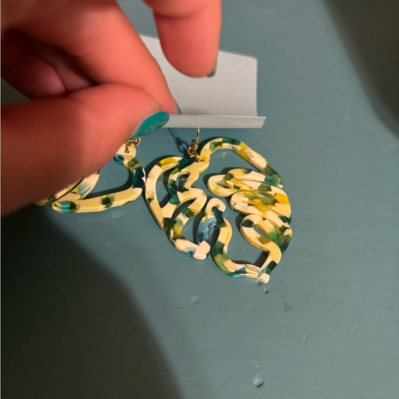 Palm Tree Leaf Earrings - Picture 2 of 3